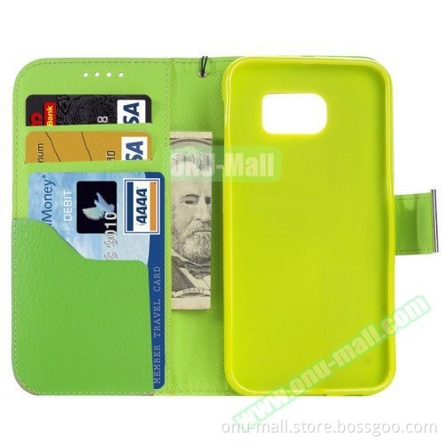 Rainbow Stripe Texture Flip Wallet Case for Samsung Galaxy S6 Flip Leather Case